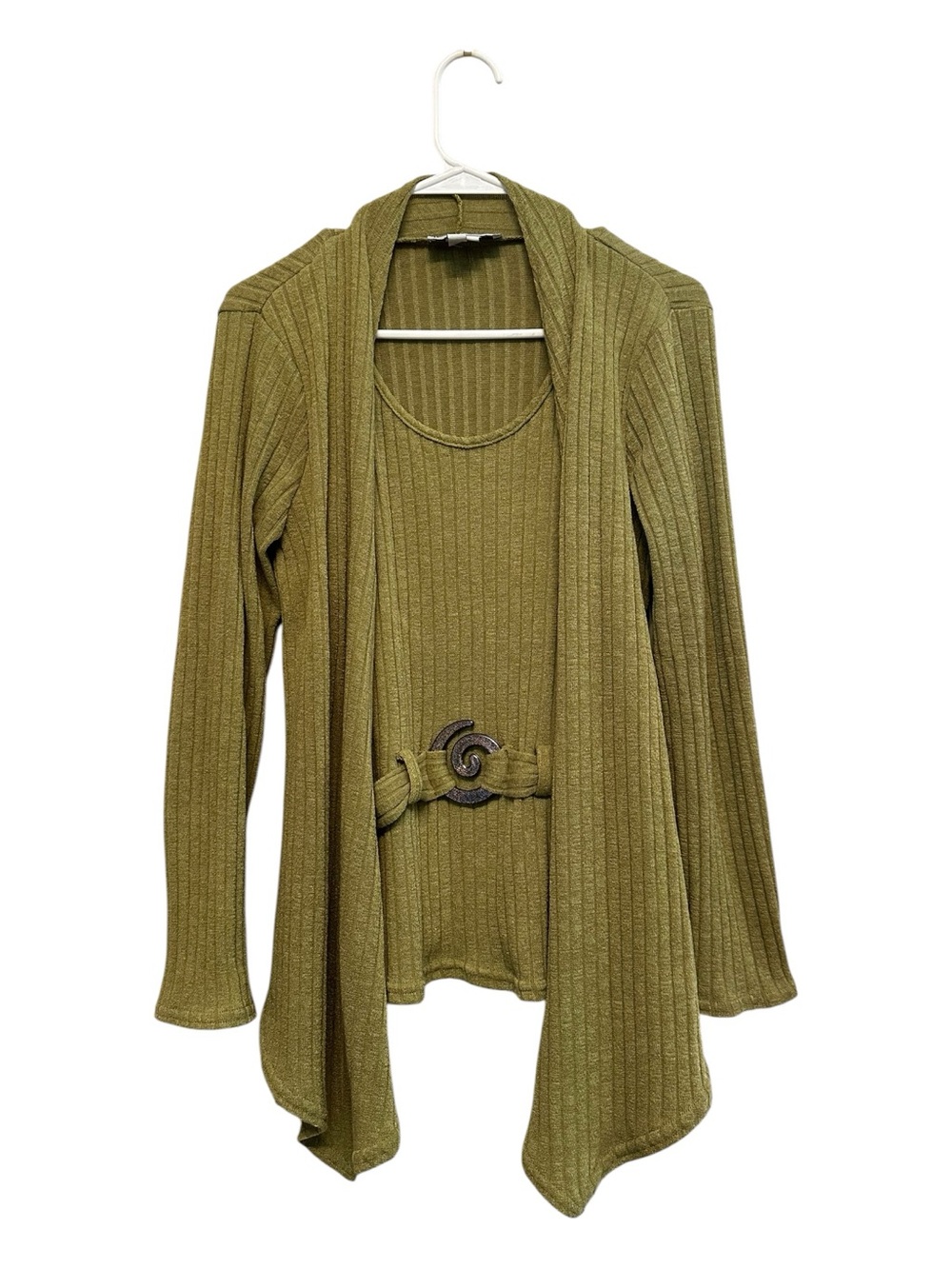 Vintage Y2K Lana Lee Green Funky Belted Sweater/Cardigan Size Medium